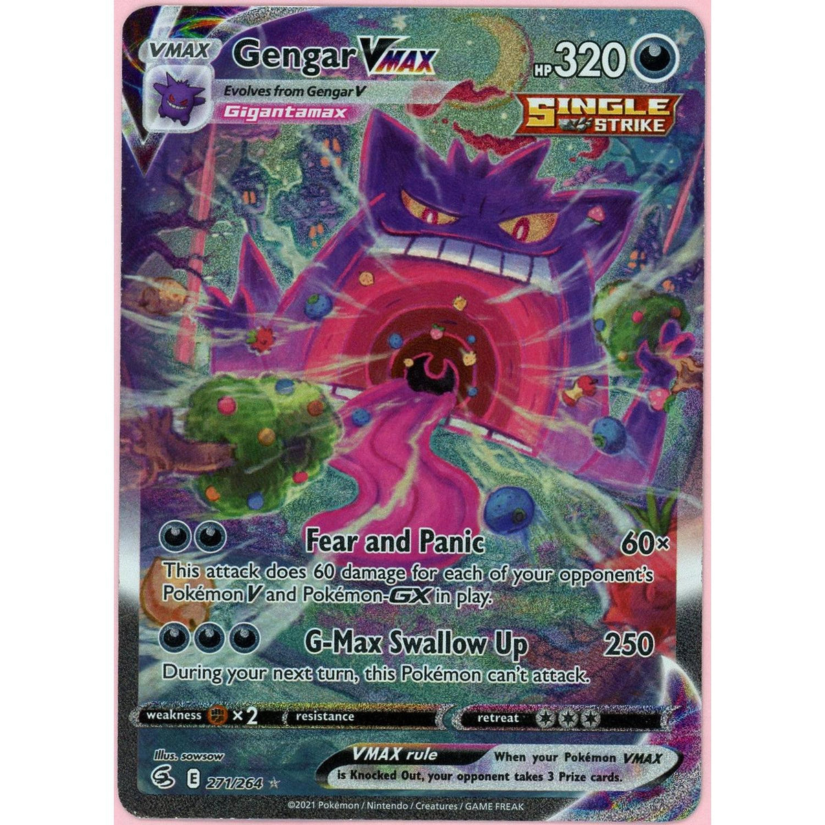 Pokemon Single: Gengar Vmax 271/164 Fusion Strike (2021) Full Art Lp
