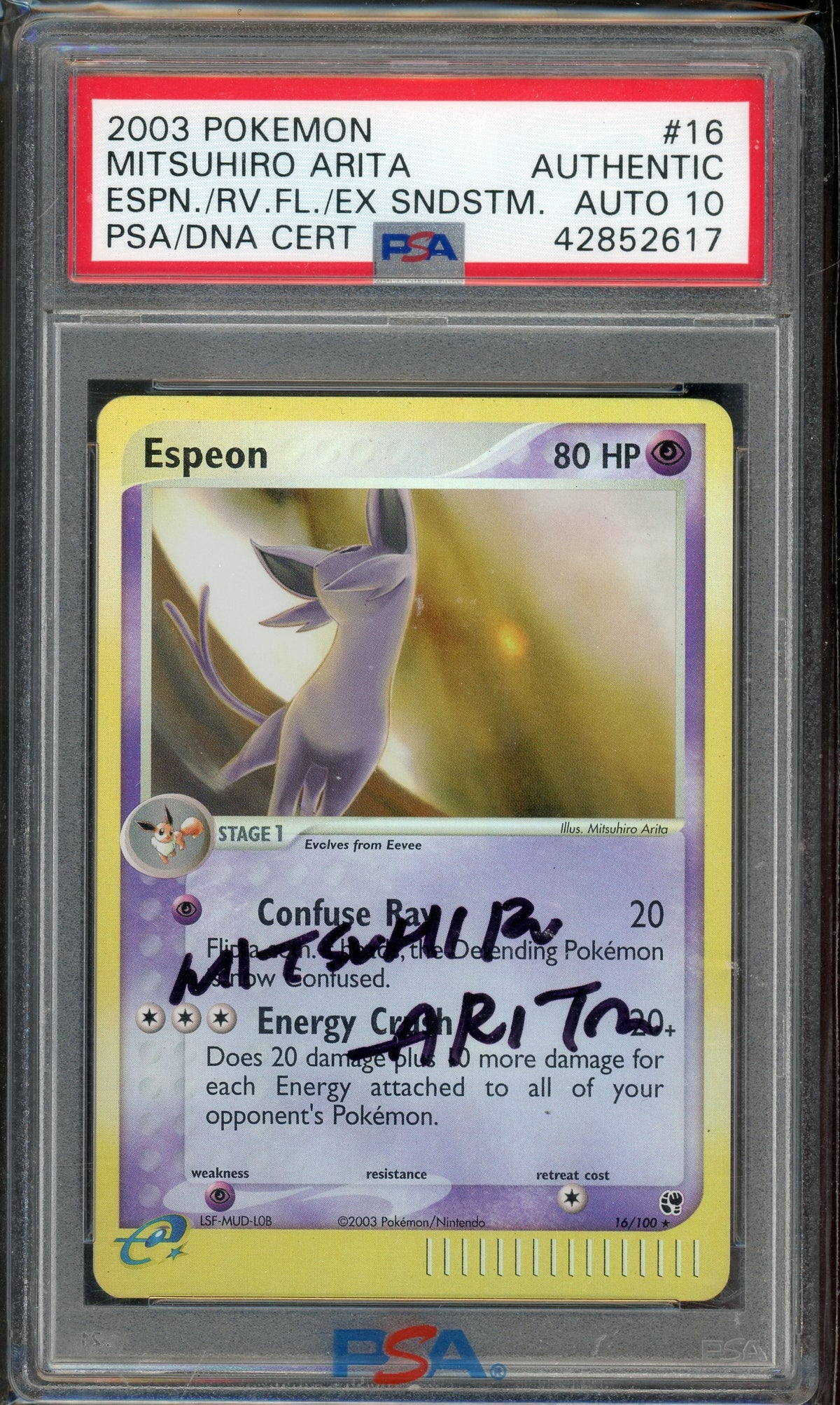 Auto 10 Espeon Rev. Holo Mitsuhiro Arita Sign