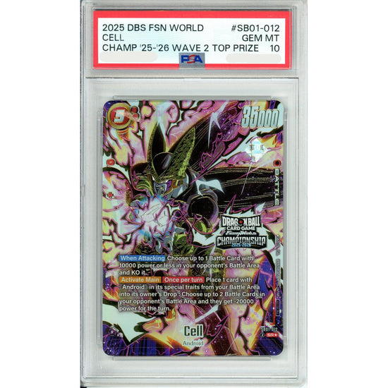 Dragon Ball Graded: Cell Sb01-012 Championship 25-26 Wave 2 Top Prize PSA 10