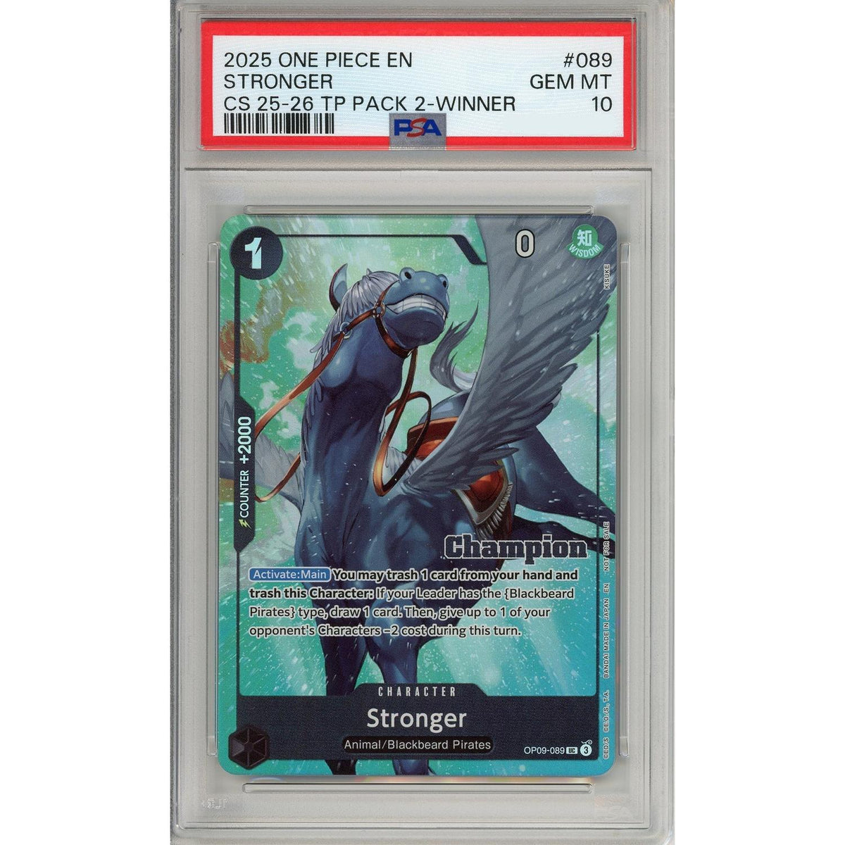 One Piece Graded: Stronger Op09-089 Championship 25-26 Winner PSA 10