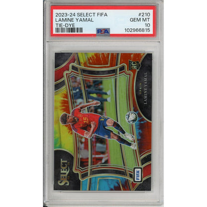 Graded Topps Now: 2023-24 Panini Select Fifa Tie-Dye Lamine Yamal #210 PSA 10