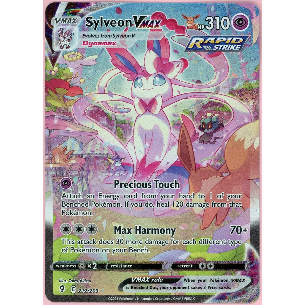 Pokemon Single: Sylveon Vmax 212/203 Evolving Skies (2021) Secret Rare Nm