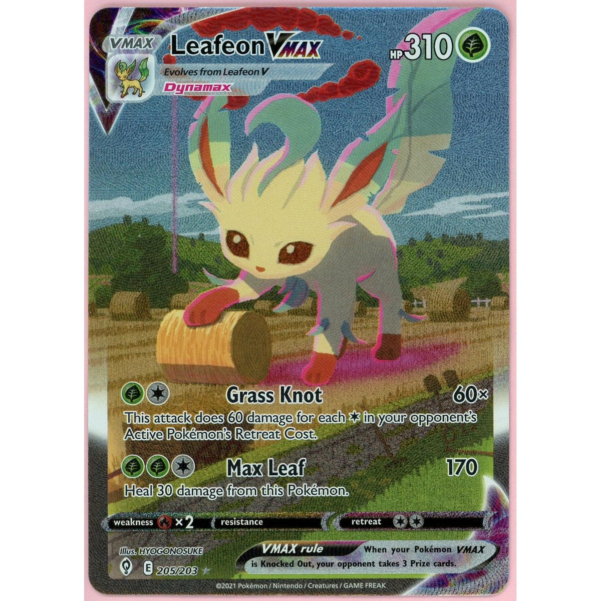 Pokemon Single: Leafeon Vmax 205/203 Evolving Skies (2021) Full Art Nm