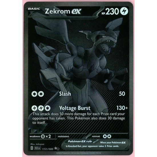 Pokemon Single: Zekrom Ex 172/86 Black Bolt (2025) Holo Nm