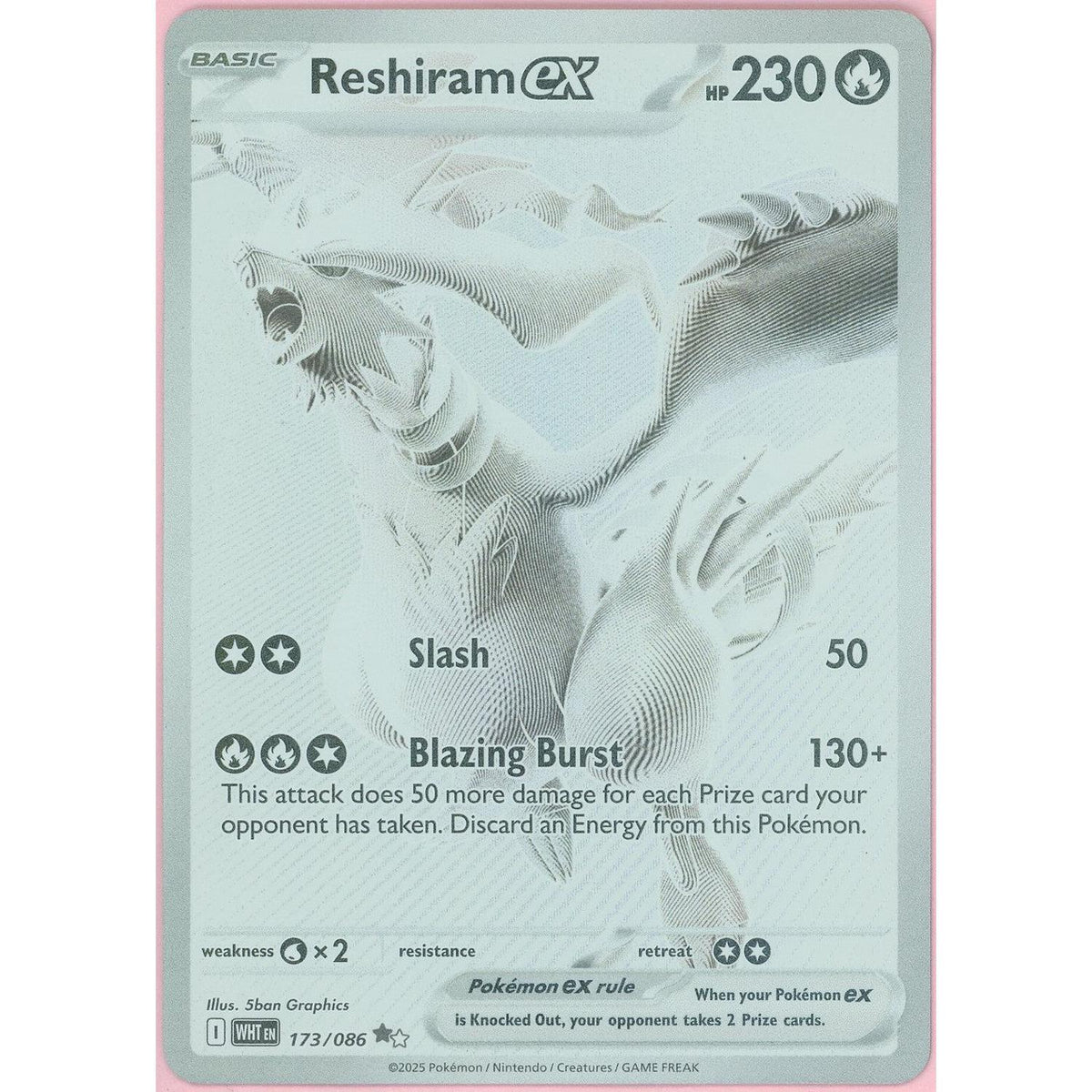 Pokemon Single: Reshiram Ex 173/86 White Flare (2025) Holo Nm