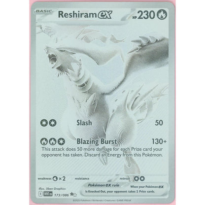 Pokemon Single: Reshiram Ex 173/86 White Flare (2025) Holo Nm