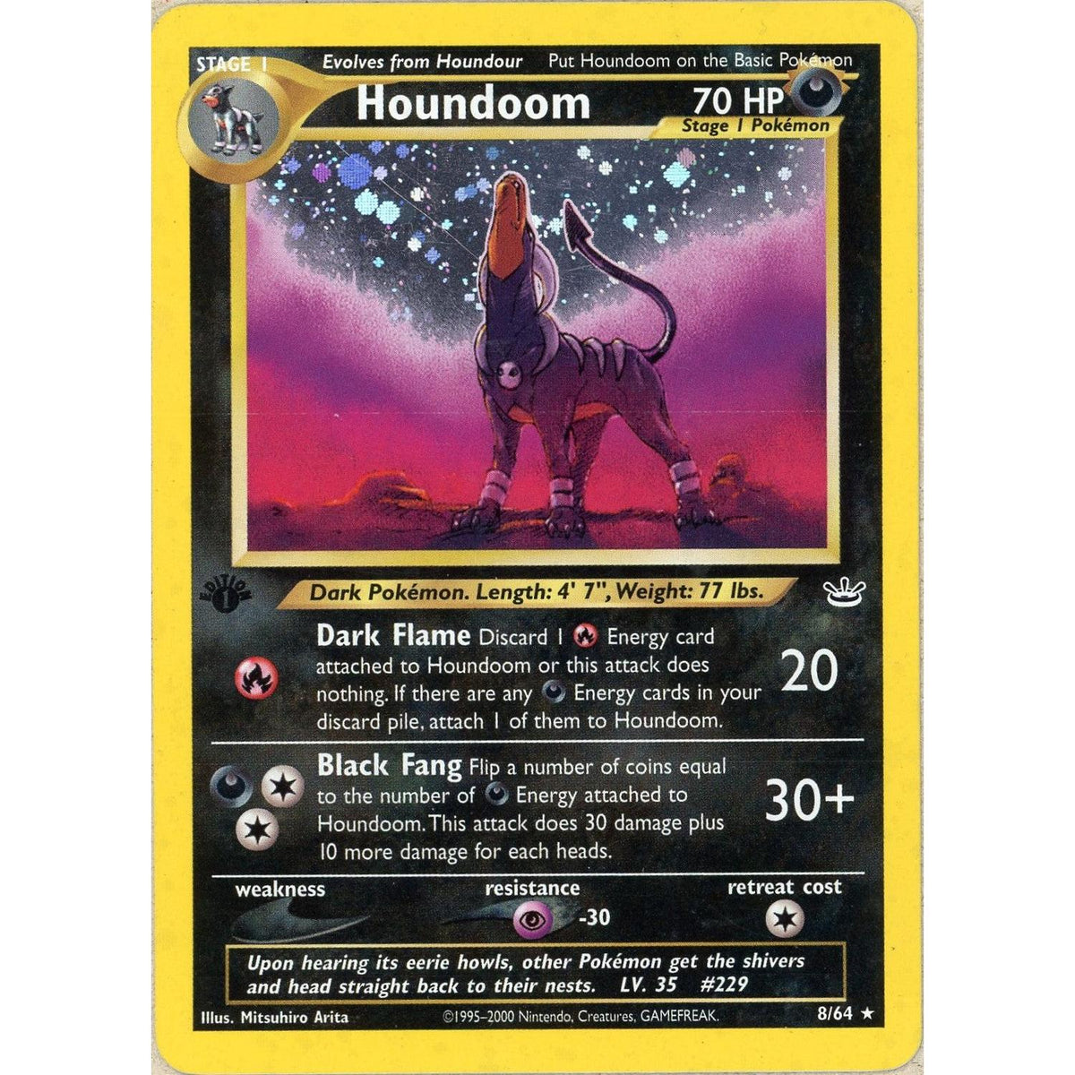 Pokemon Single: Houndoom 1St Edition 8/64 Neo Revelations (2000) Holo Nm