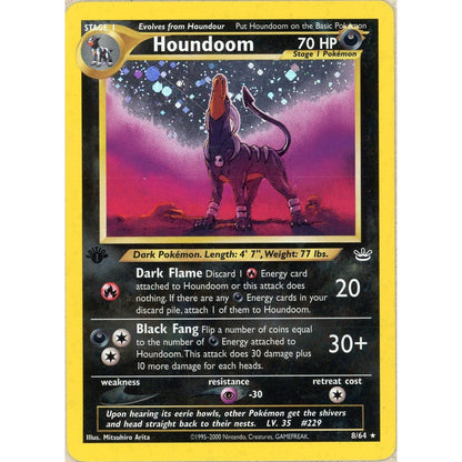 Pokemon Single: Houndoom 1St Edition 8/64 Neo Revelations (2000) Holo Nm