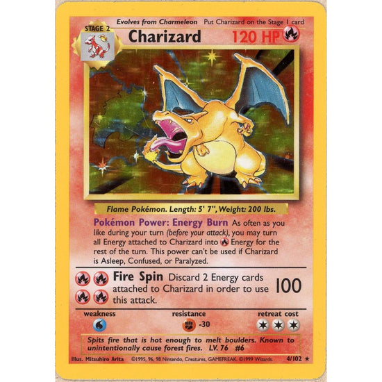 Pokemon Single: Charizard 4/10 Base Set (1999) Holo Mp