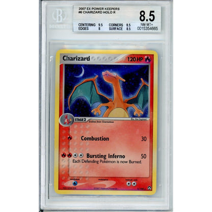 Pokemon Graded: Charizard 6/108 Ex Power Keepers (2007) Holo Beckett 8.5