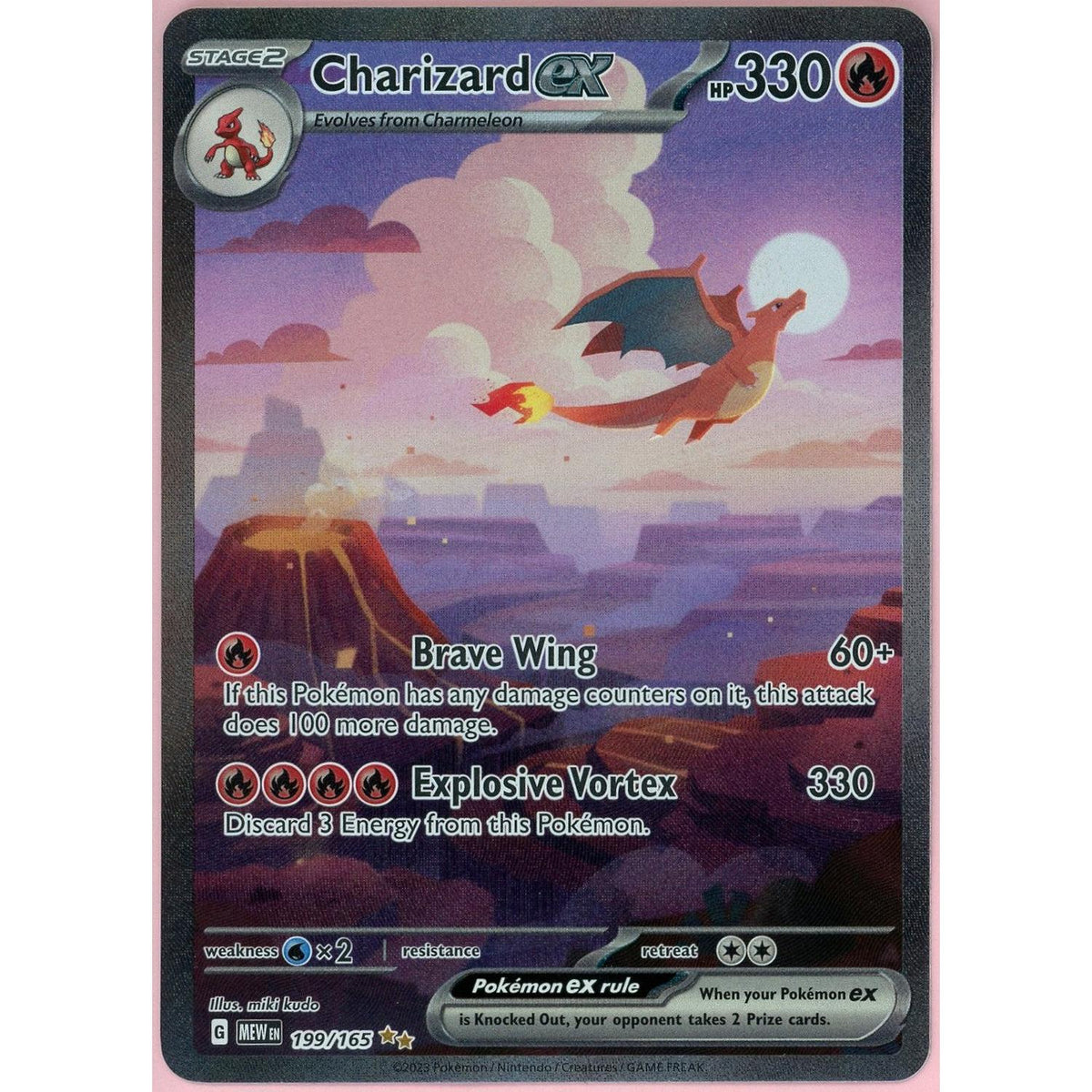 Pokemon Single: Charizard Ex 199/165 Scarlet & Violet 151 (2023) Sir Nm