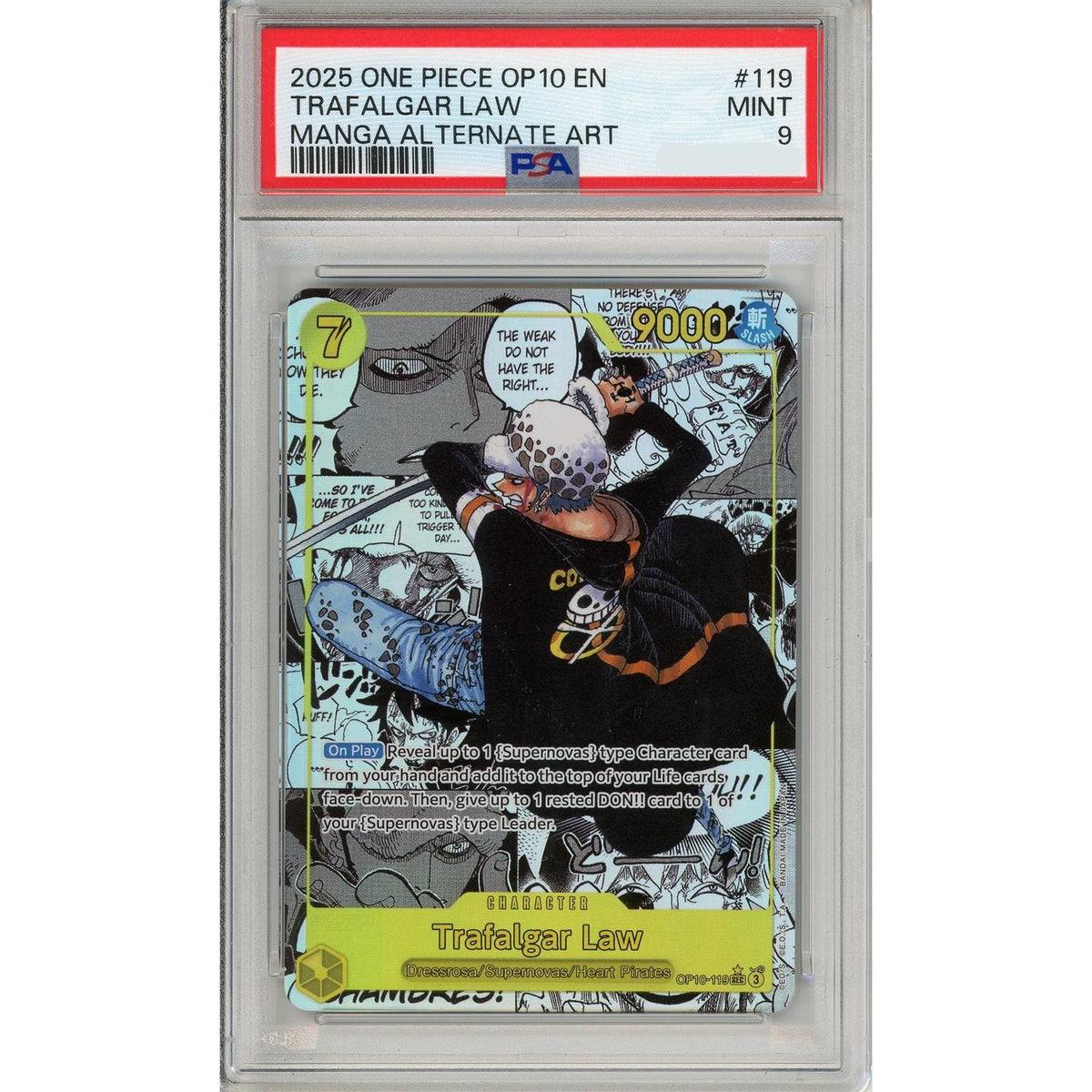 One Piece Graded: Trafalgar Law Manga Alt Art Op10-119 Royal Blood PSA 9