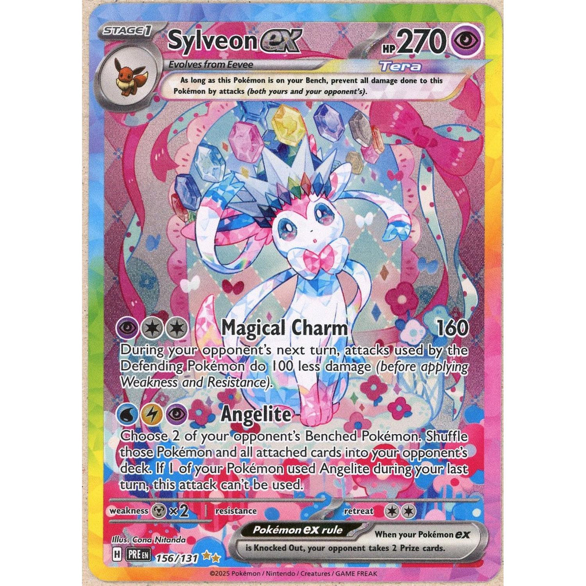 Pokemon Single: Sylveon Ex 156/131 Prismatic Evolutions (2025) Sir Nm