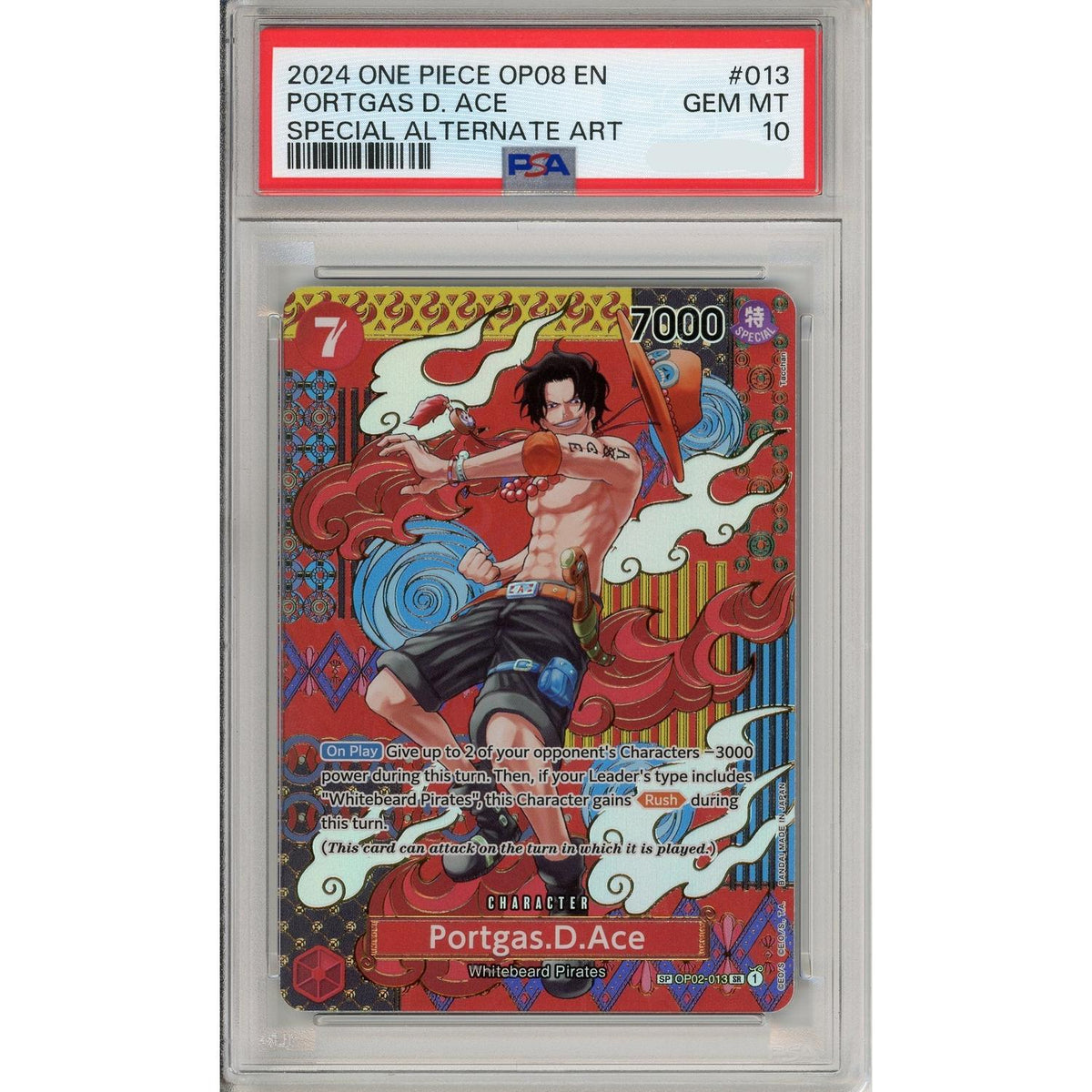 One Piece Graded: Portgas D. Ace Op02-013 Special Alternate Art PSA 10