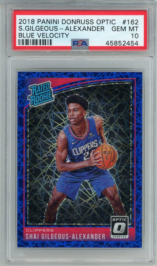 Shai Gilgeous-Alexander 2018 Panini Donruss Optic Blue Velocity Rookie Card PSA 10
