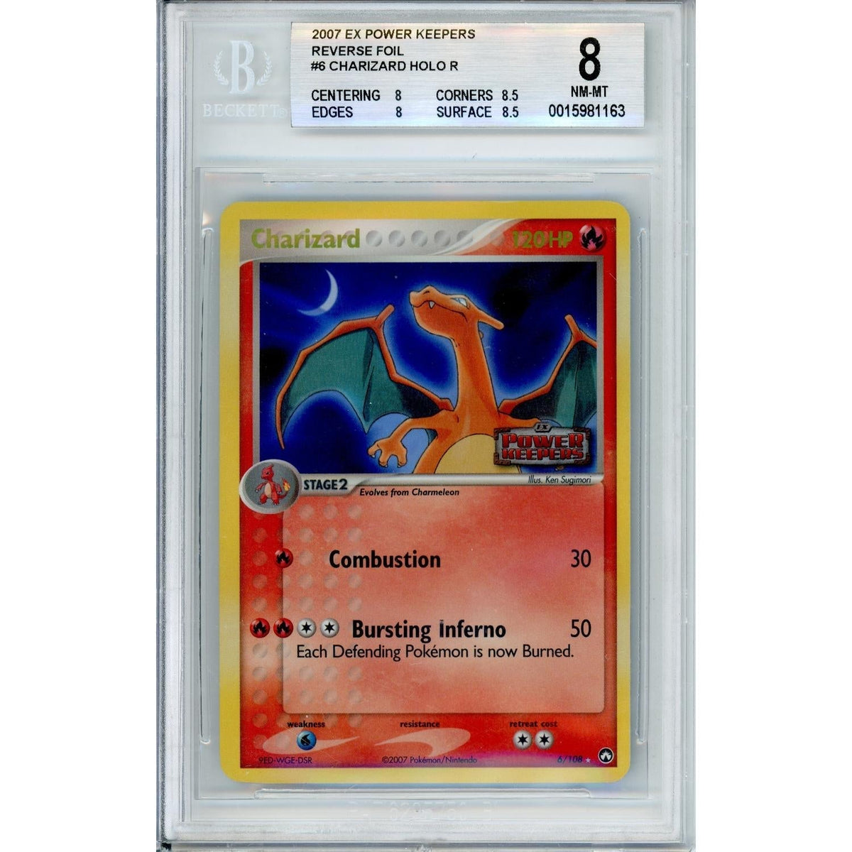 Pokemon Graded: Charizard 6/108 Ex Power Keepers (2007) Beckett 8