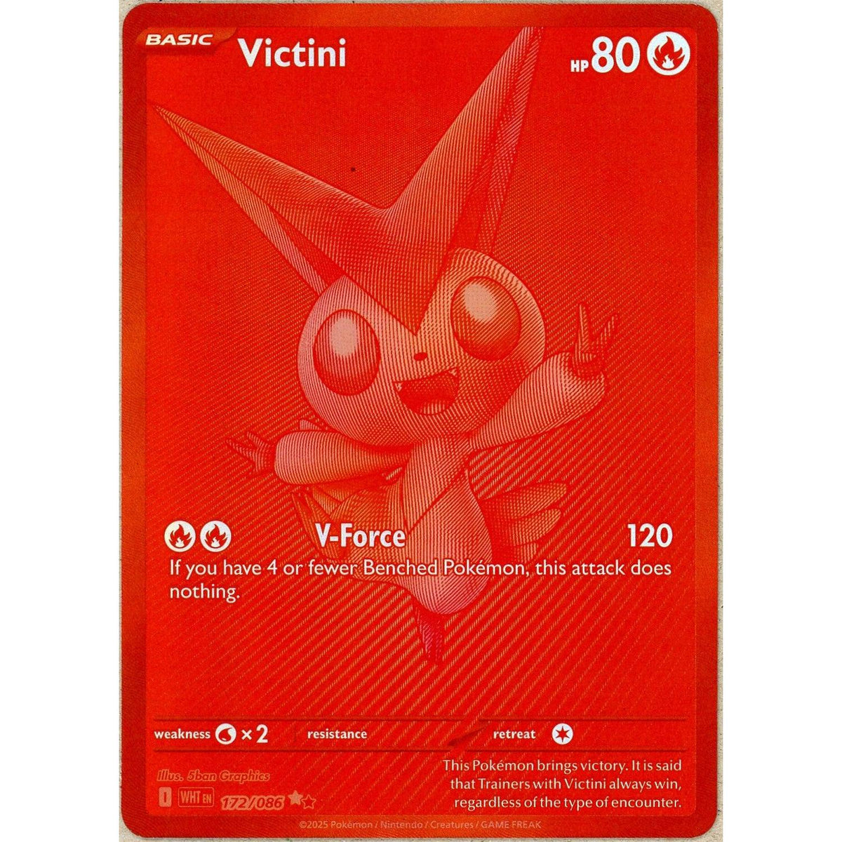Pokemon Single: Victini 172/86 White Flare (2025) Red Monochrome Nm