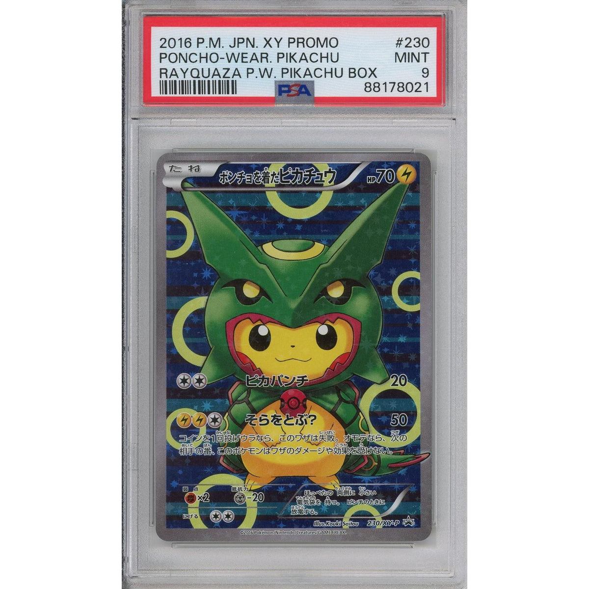 Pokemon Graded: Pikachu In Rayquaza Poncho PSA 9