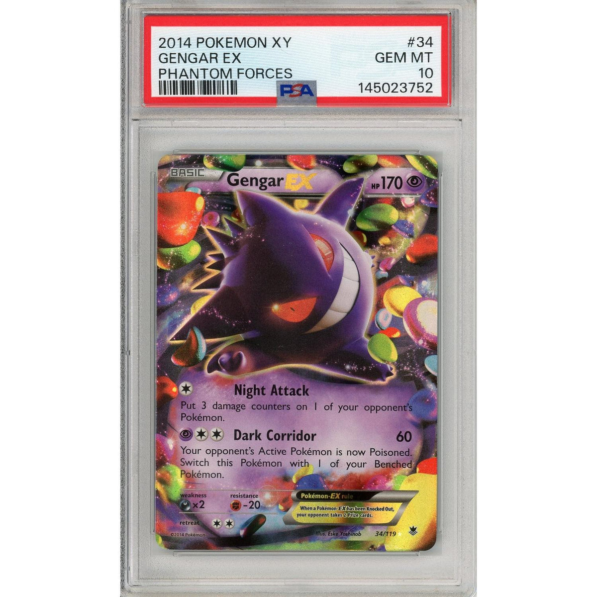 Pokemon Graded: Gengar Ex 34/119 Phantom Forces (2014) Ultra Rare PSA 10