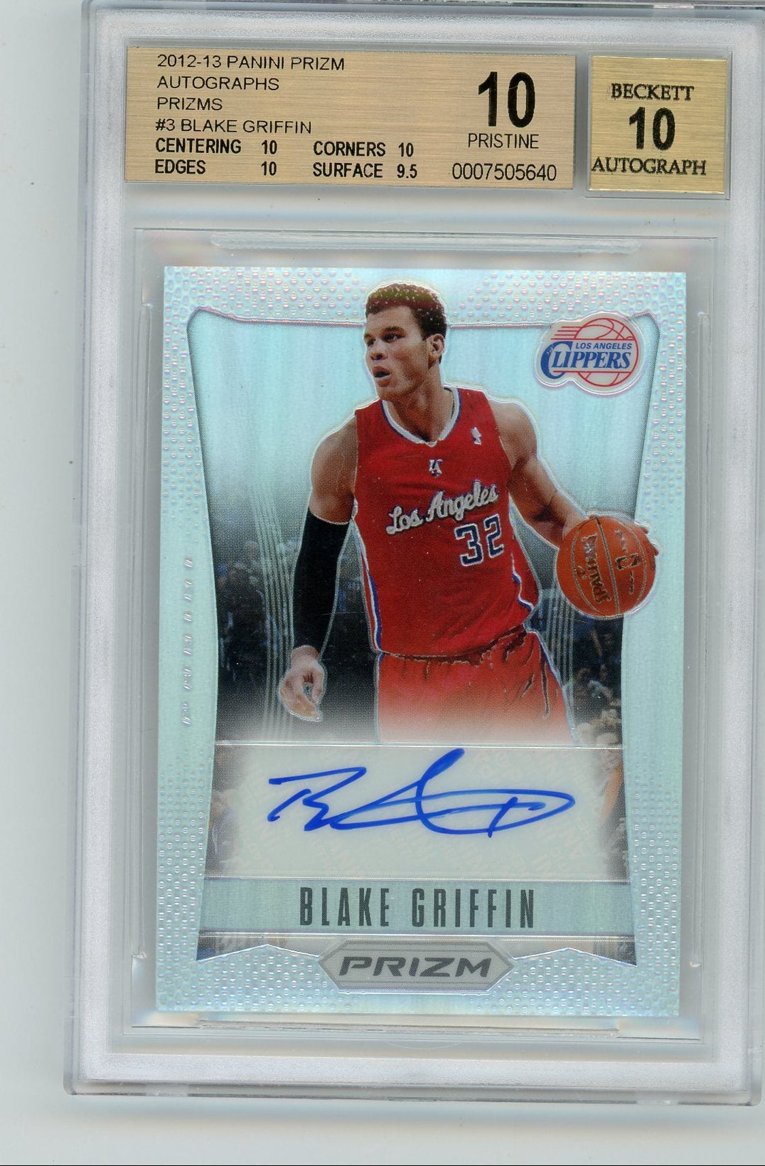 Blake Griffin 2012-13 Panini Prizm Autograph Silver #'D 18/25 BGS 10 Auto 10