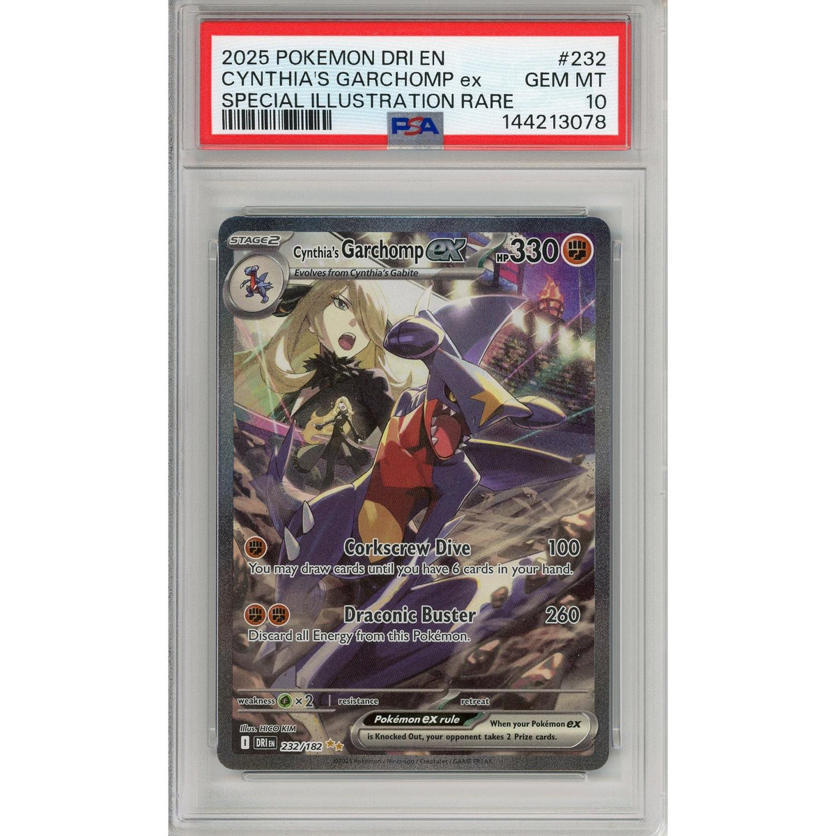 Pokemon Graded: Cynthia's Garchomp Ex 232/182 Destined Rivals (2025) Sir PSA 10