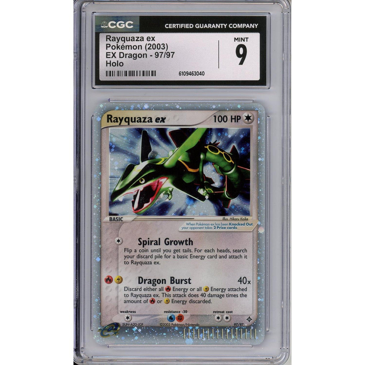 Pokemon Graded: Rayquaza Ex 97/97 Ex Dragon (2003) Holo CGC 9