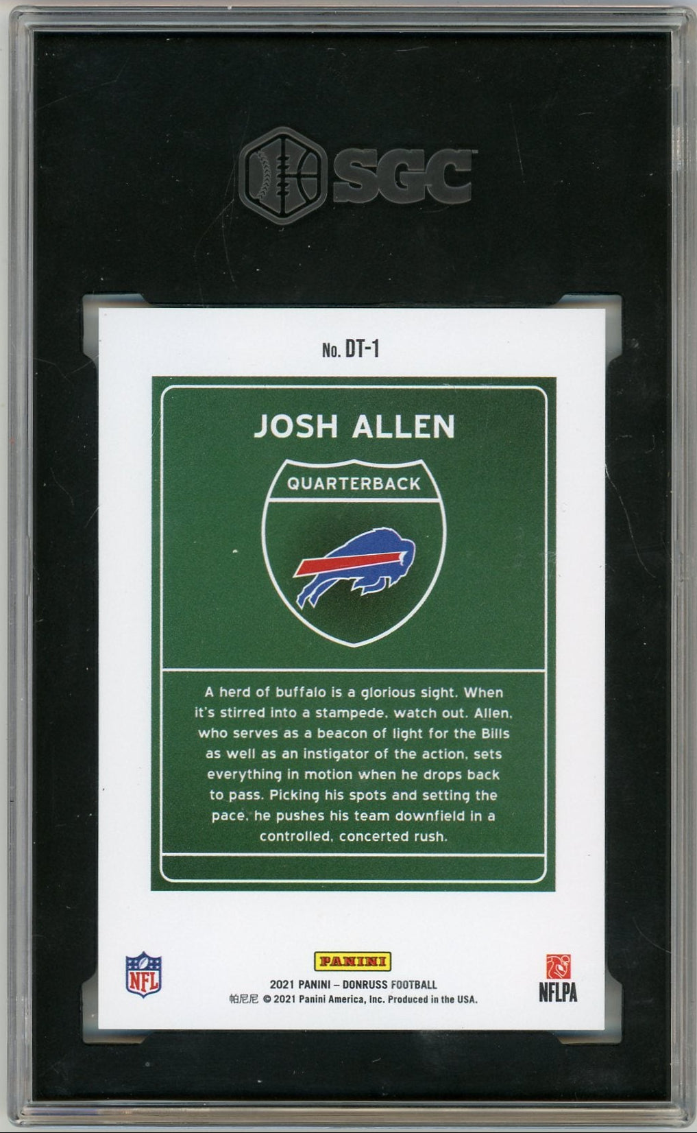 Josh Allen 2021 Panini Donruss Downtown SGC 9.5