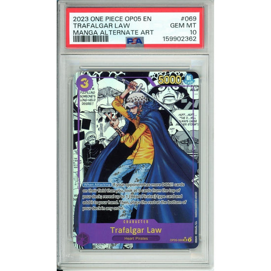 One Piece Graded: Trafalgar Law Manga Alt Art Op05-069 PSA 10