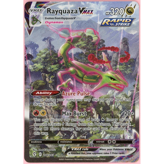Pokemon Single: Rayquaza Vmax 218/203 Evolving Skies (2021) Full Art Lp