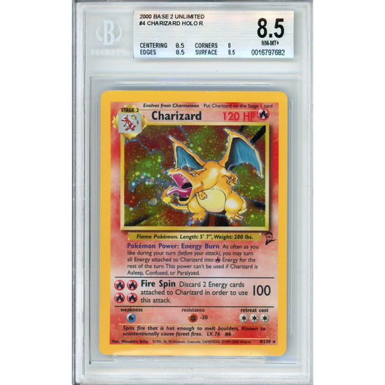 Pokemon Graded: Charizard 4/130 Base Set 2 (2000) Beckett 8.5
