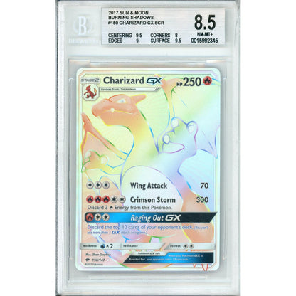 Pokemon Graded: Charizard Gx 150/147 Burning Shadows (2017) Beckett 8.5