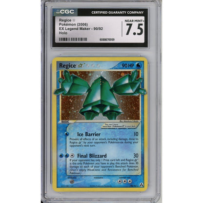 Pokemon Graded: Regice Gold Star 90/92 Ex Legend Maker (2006) Holo CGC 7.5