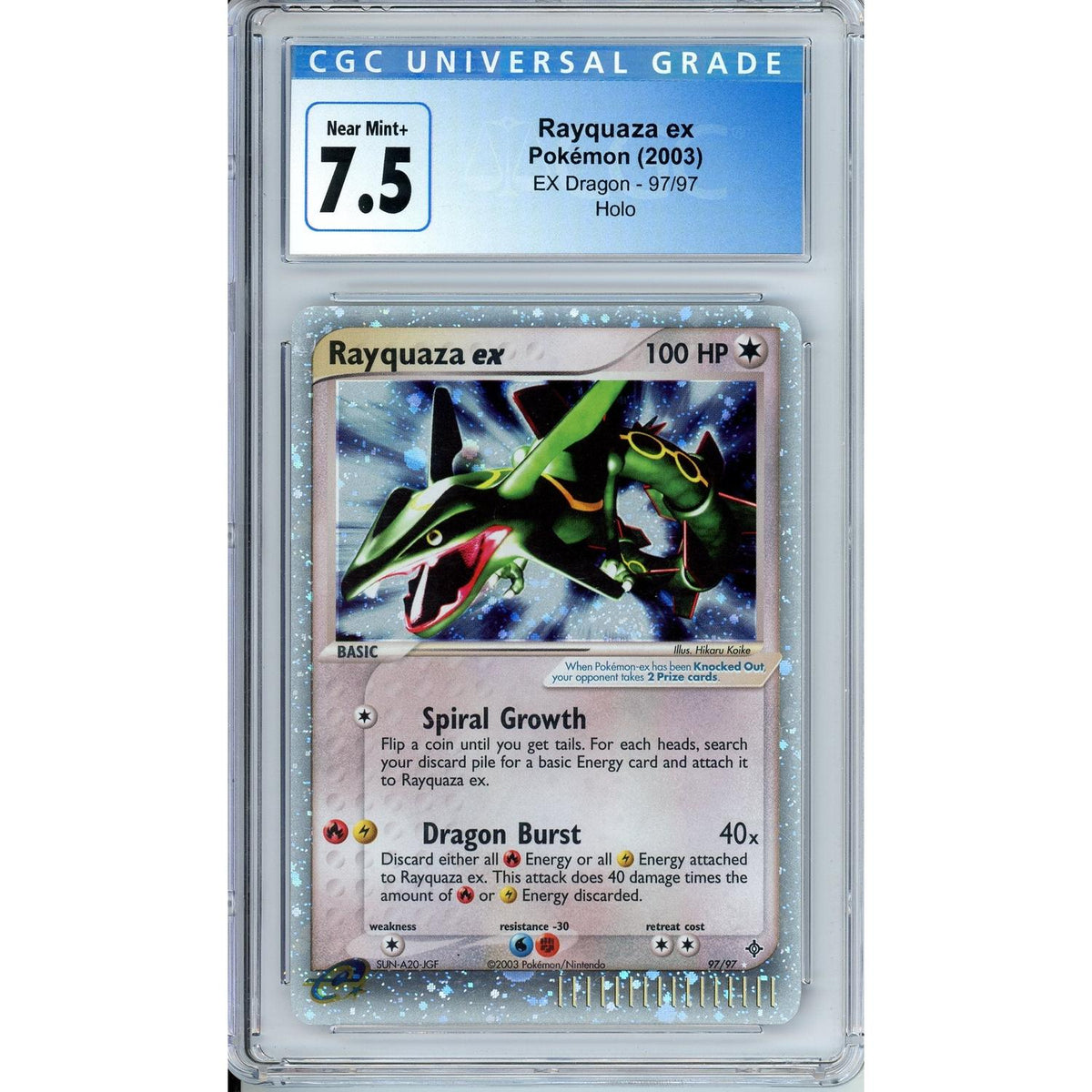Pokemon Graded: Rayquaza Ex 97/97 Ex Dragon (2003) Holo CGC 7.5