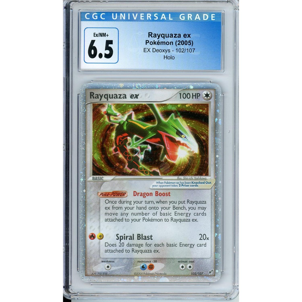Pokemon Graded: Rayquaza Ex 102/107 Ex Deoxys (2005) Holo CGC 6.5