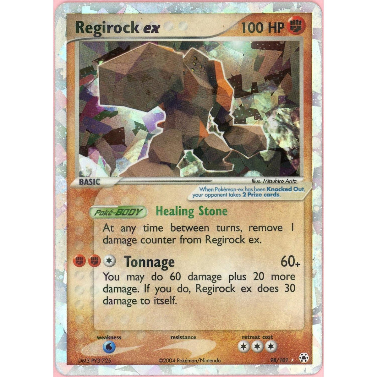 Pokemon Single: Regirock Ex 98/101 Hidden Legends (2004) Cracked Ice Holo Nm