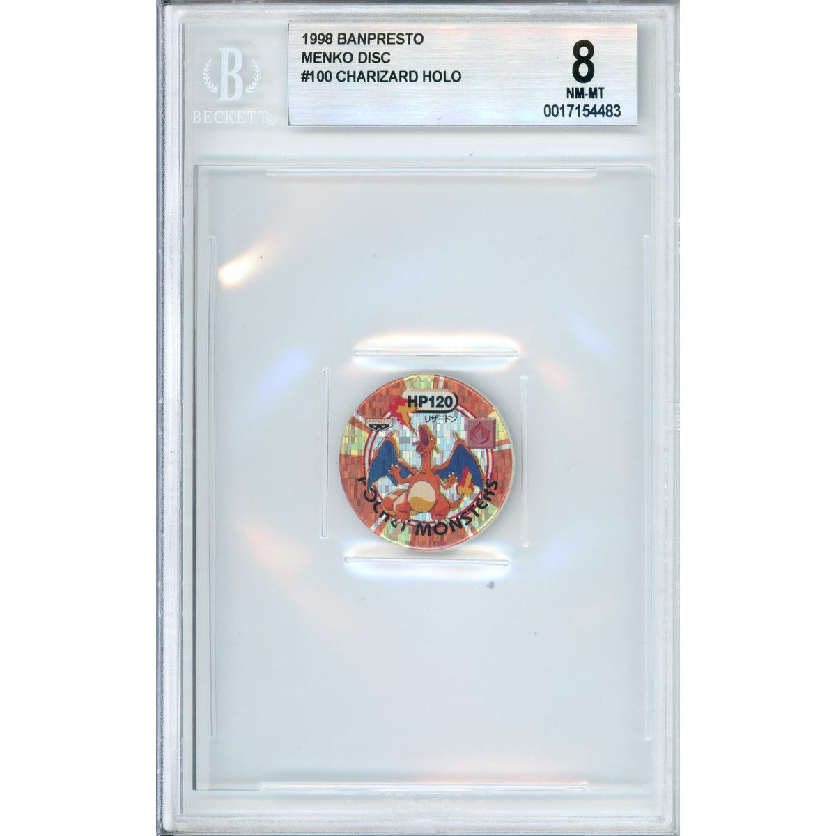 Pokemon Graded: Charizard #100 Banpresto Menko Disc (1998) Beckett 8