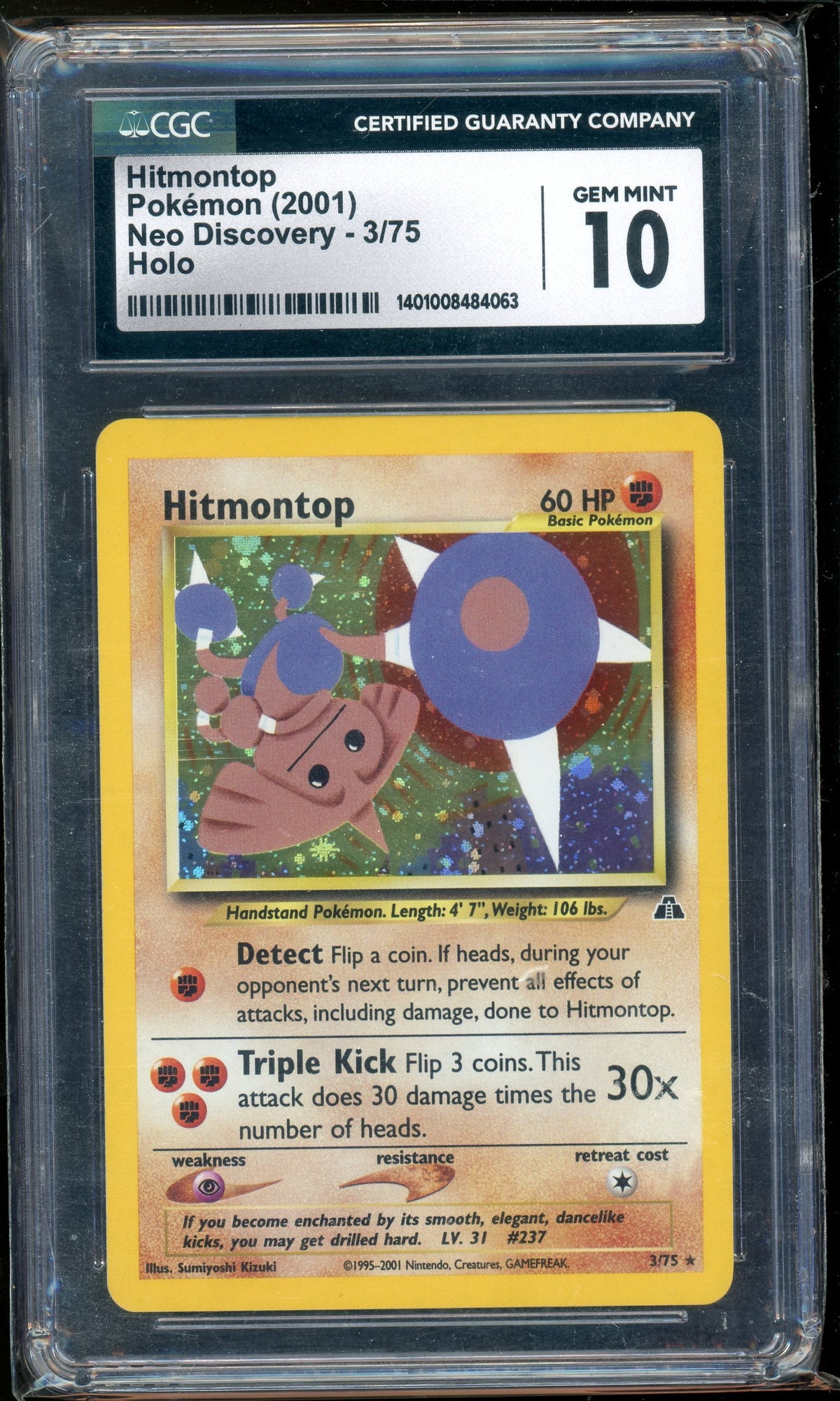 Hitmontop 3 Holo Cgc10