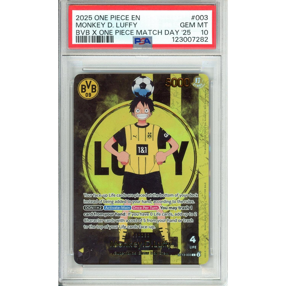 One Piece Graded: Monkey D. Luffy St13-003 Bvb X Match Day '25 PSA 10