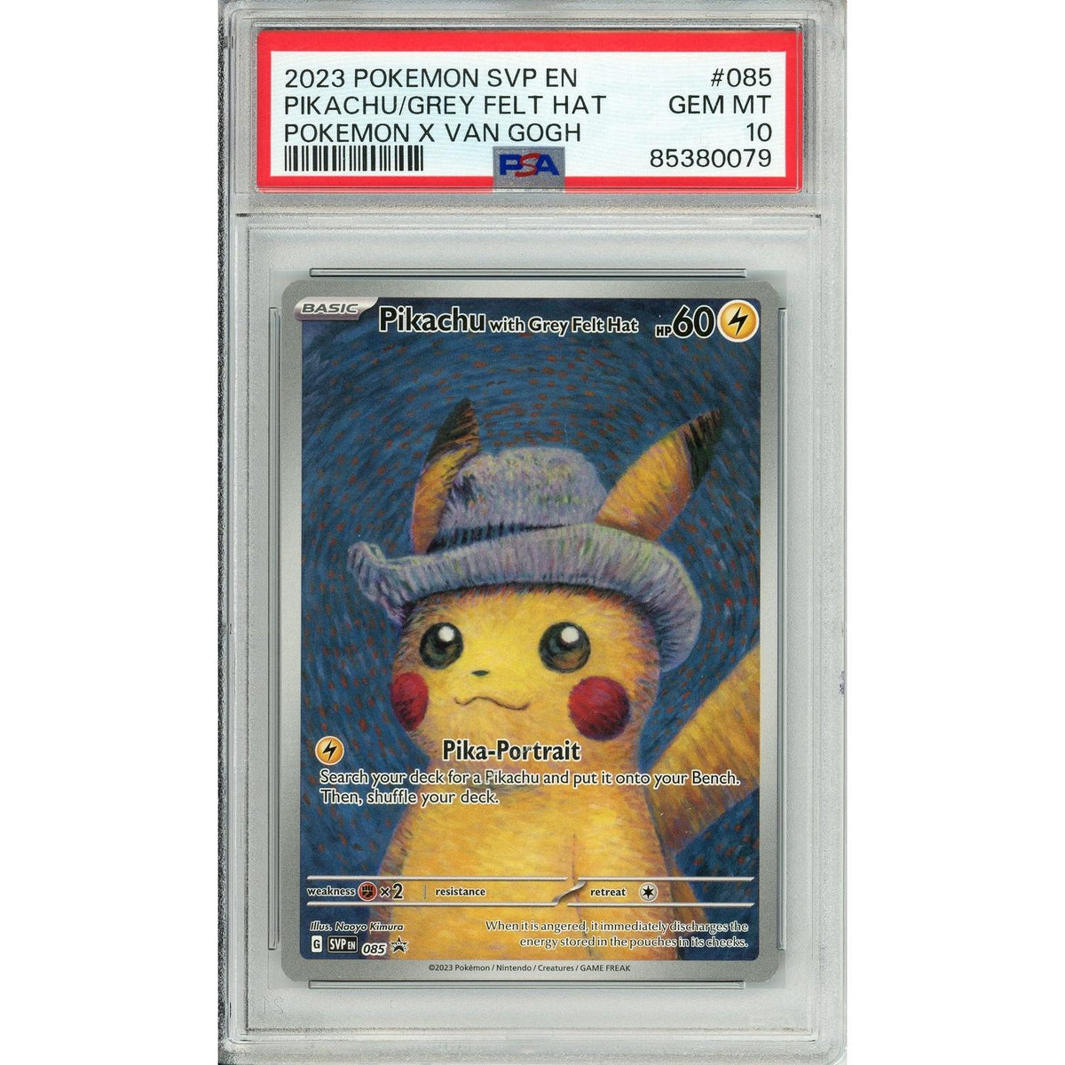 Pokemon Graded: Pikachu With Grey Felt Hat #85 Pokemon X Van Gogh Promo (2023) PSA 10