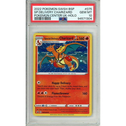 Pokemon Graded: Special Delivery Charizard #Swsh075 Pokemon Center Uk Promo (2022) Holo PSA 10