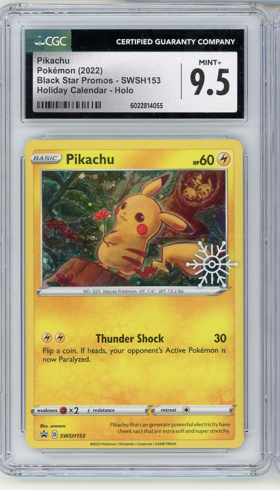 Pikachu 2022 Pokemon Holiday Calendar Black Star Promo #Swsh153 CGC 9.5