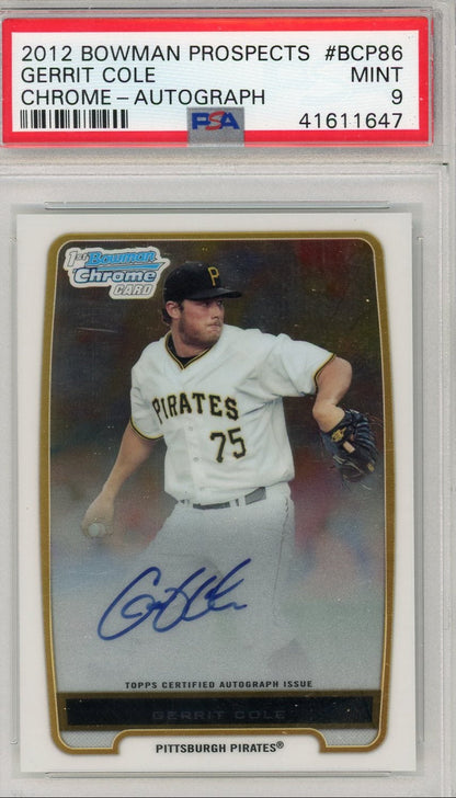 Gerrit Cole 2012 1St Bowman Chrome Autograph PSA 9