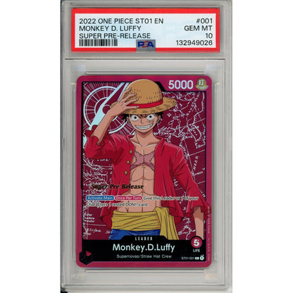 One Piece Graded: Monkey D. Luffy St01-001 Super Pre-Release PSA 10