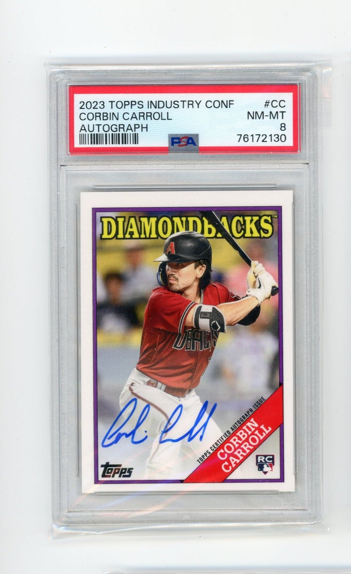 Corbin Carroll 2023 Topps Industry Conference Autograph PSA 8 Rookie Card