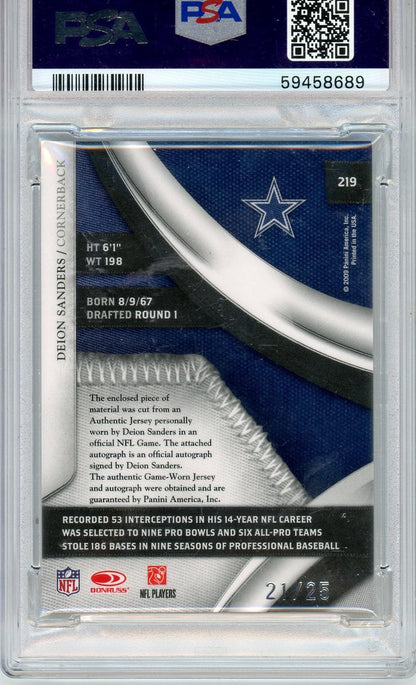 Deion Sanders 2009 Panini National Treasures Century Materials Signatures #'D 21/25 PSA 9 (Game-Used Patch)(Pop 1)