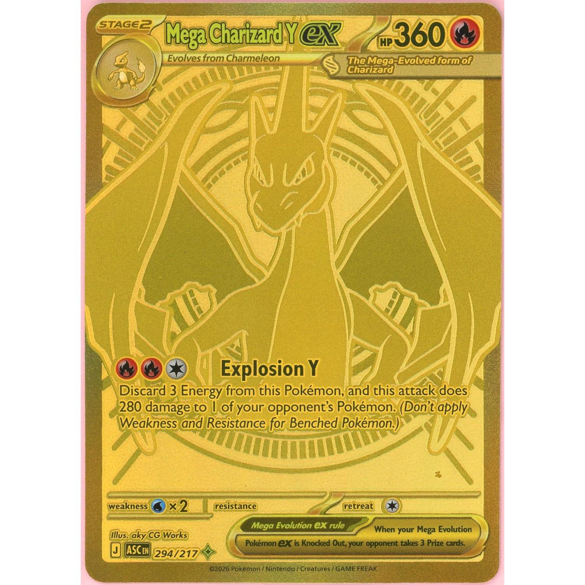 Pokemon Single: Mega Charizard Y Ex 294/217 Ascended Heroes (2026) Hyper Rare Nm