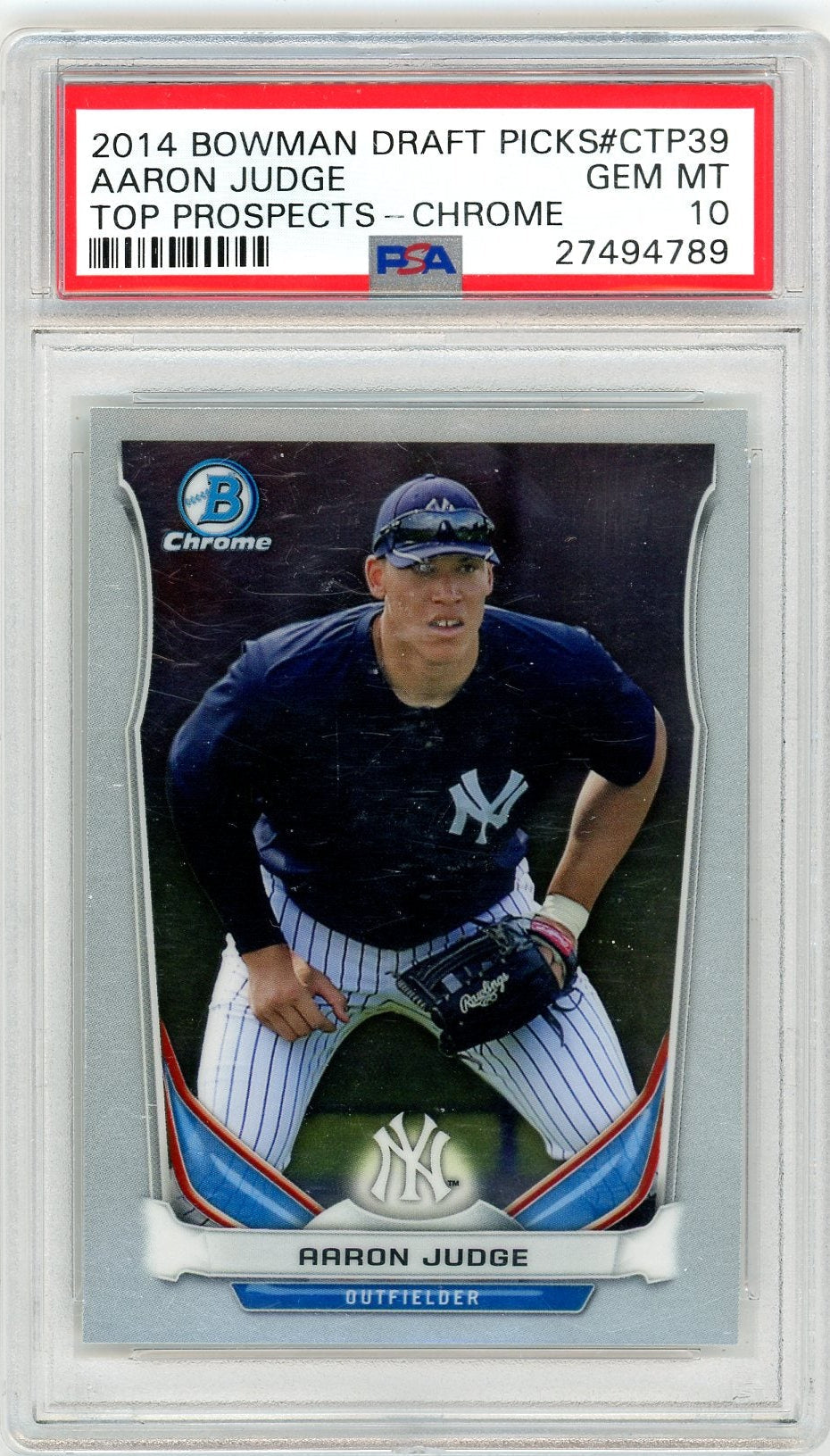 Aaron Judge 2014 Bowman Draft Picks Chrome Top Prospects PSA 10