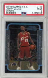 Graded 2003 Bowman Chrome Rookies & Stars LeBron James #123 Rookie RC Basketball Card PSA 9 Mint