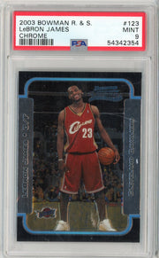 Graded 2003 Bowman Chrome Rookies & Stars LeBron James #123 Rookie RC Basketball Card PSA 9 Mint