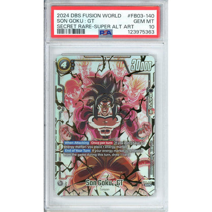 Dragon Ball Graded: Son Goku : Gt Fb03-140 Dragon Ball Fusion World Raging Roar (2024) Super Rare Alt Art PSA 10